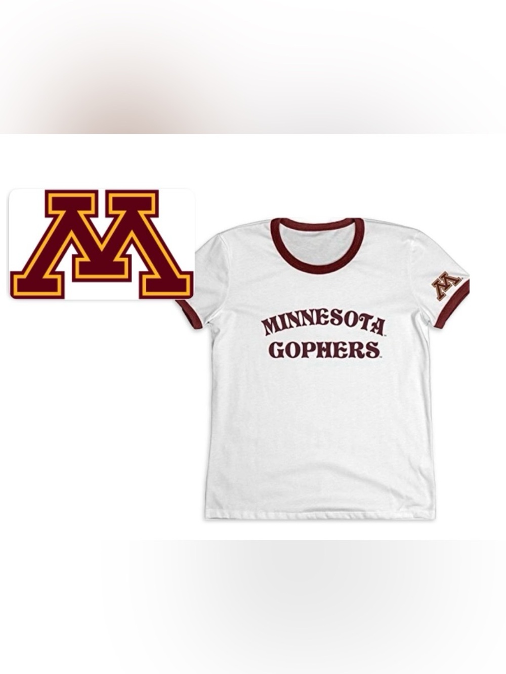 NWT [Blue 84] Minnesota Golden Gophers NCAA Ringer Tee Maroon/White Women’s M